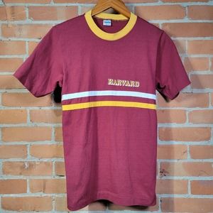 Vintage Harvard Champion T-shirt 70s Blue Bar Ivy League College Medium USA Made